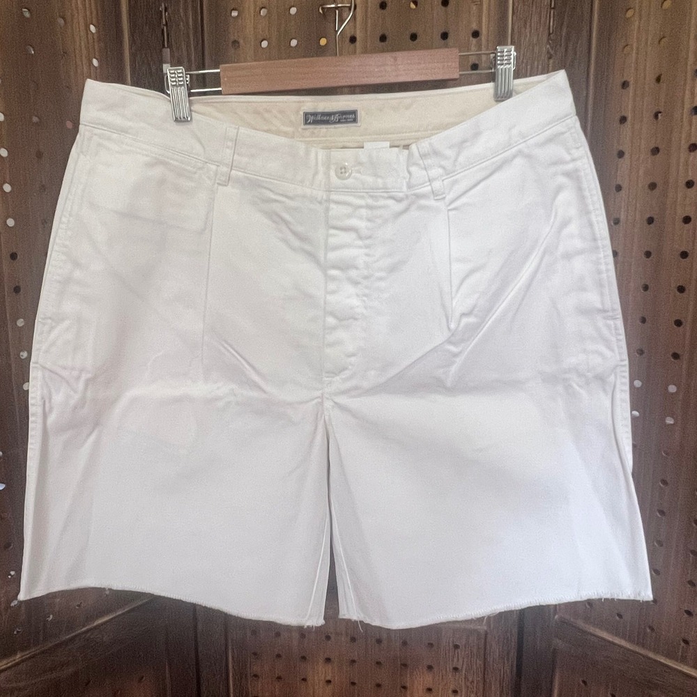 Wallace & Barnes White 8" Pleated Cutoff Shorts Mens 36 New With Tags